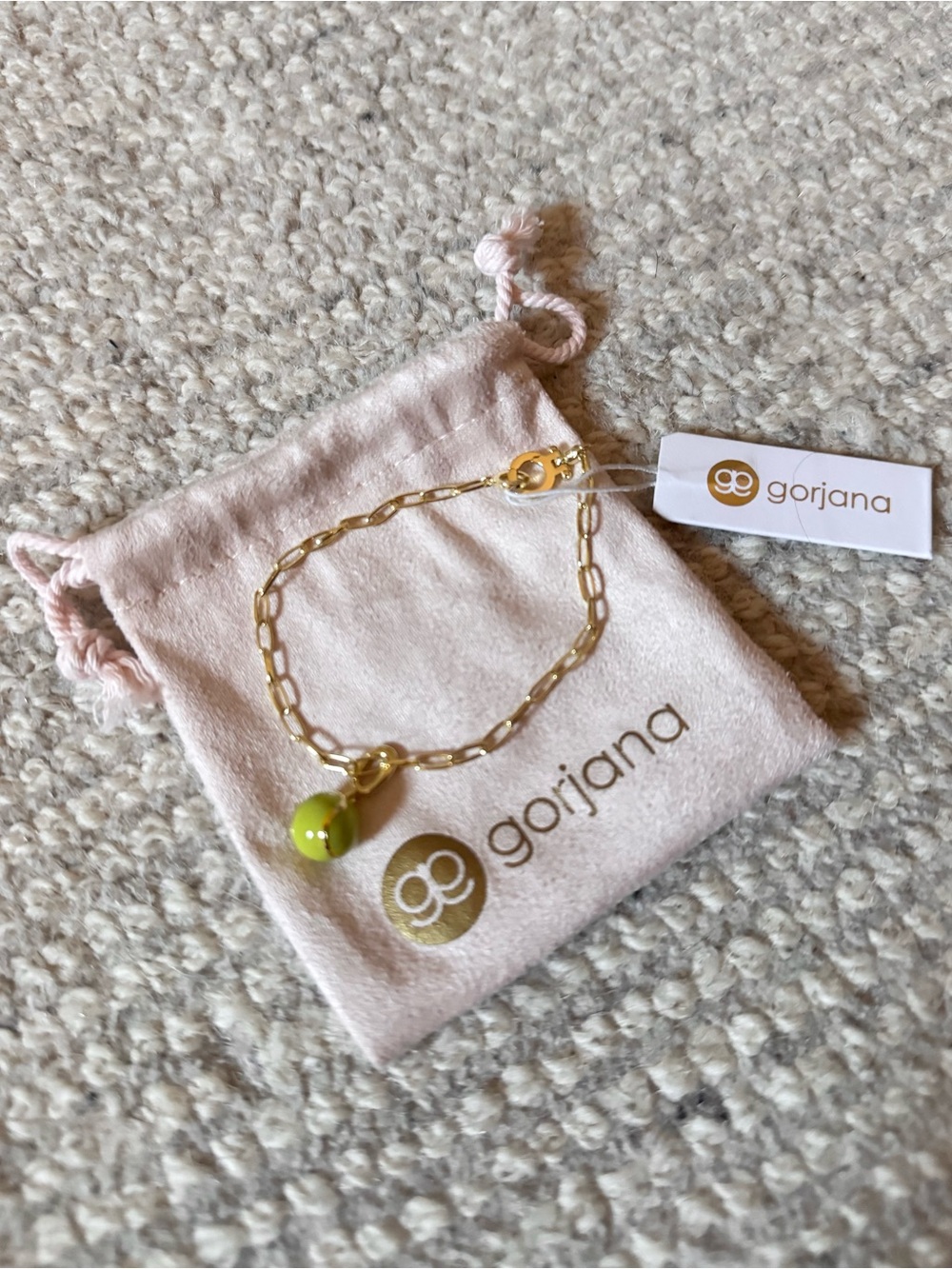NWT Gorjana 18K Gold Plated Parker Tennis Chain Bracelet with Tennis Ball Charm